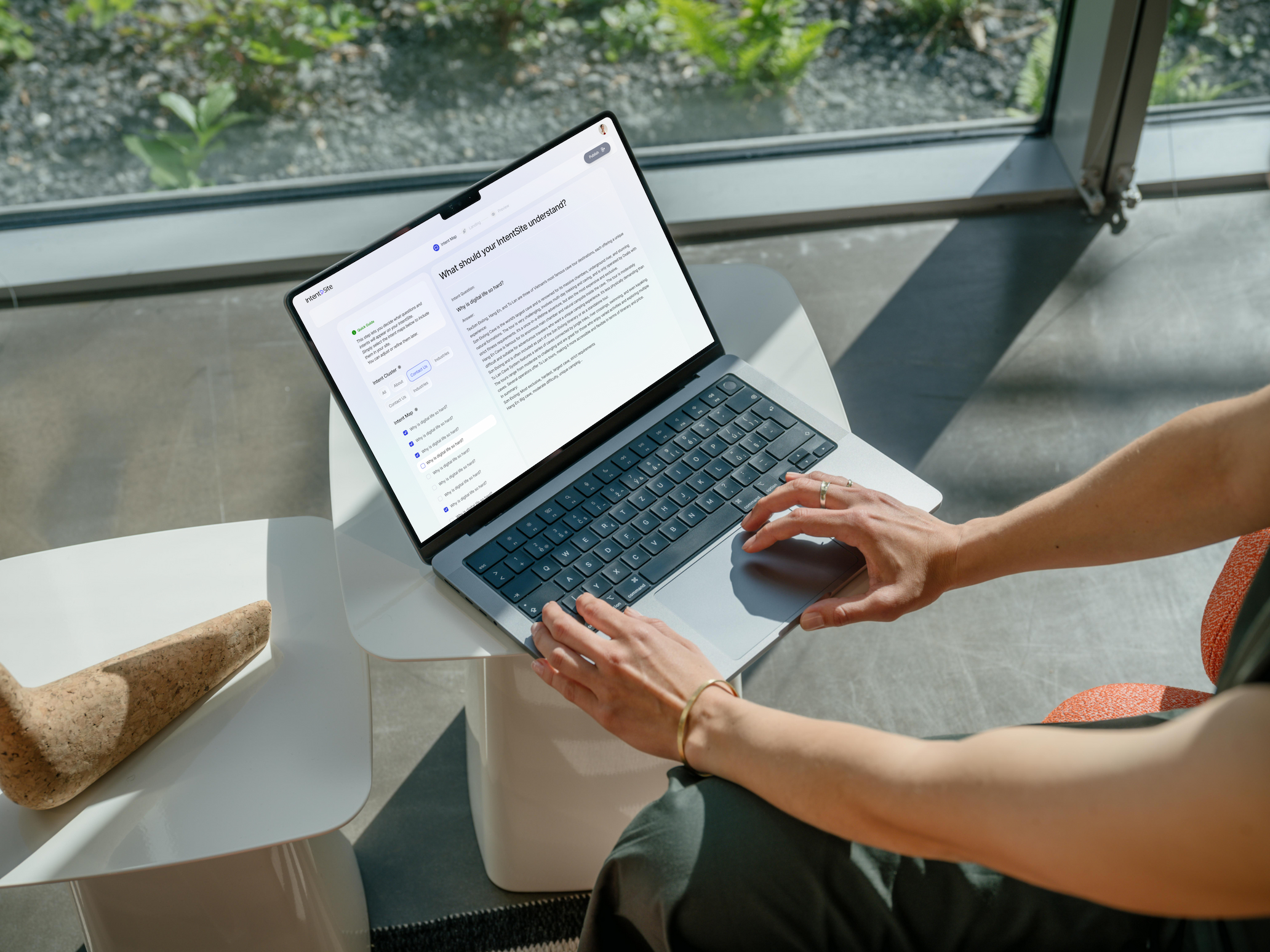 MacBook showing website navigation